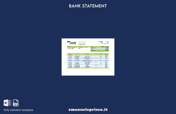 modello word di estratto conto bancario Czechia Air in stile verificato